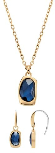 Skagen Damen Sofie Sea Glass Goldfarbener Edelstahl Halskette und Ohrringe, Set