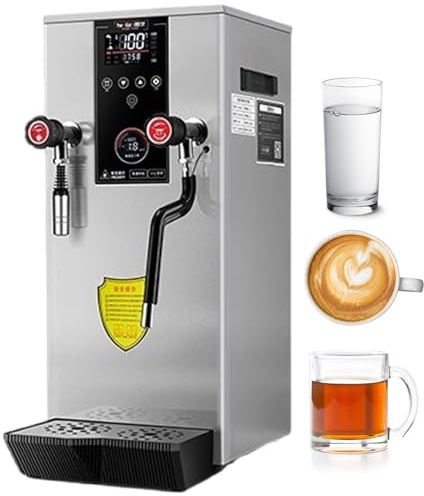 Espumador de leche de vapor rápido y caldera 12L - Hervidor Automático Comercial 2500w, Control Digital de Temperatura + Monitor de presión de vapor en tiempo real, Barra de postres Solución Gris