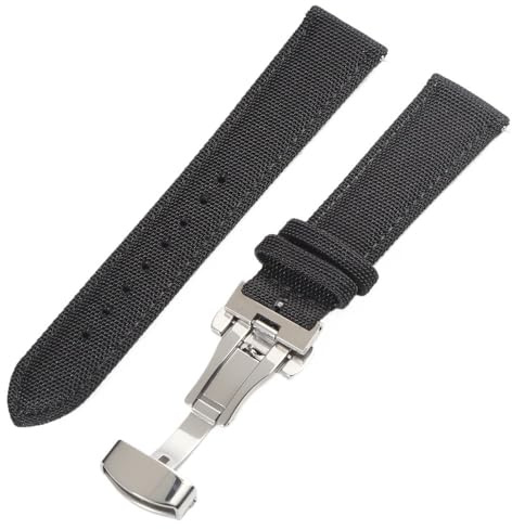 Snabbkopplingsbart klockarmband i nylon med segelduk, 18 mm, 19, 20, 21, 22, 24, spänne(schwarz,19mm)