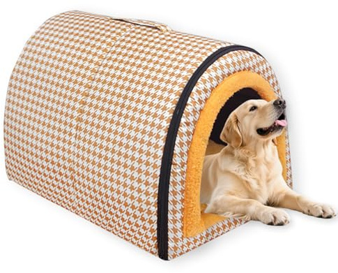 Cama grande para perros 2 en 1, cueva calmante para mascotas, impermeable, cama de lujo para perros, cojín suave extraíble, base antideslizante, cama para perros y gatos (70 x 55 x 45 cm, D)
