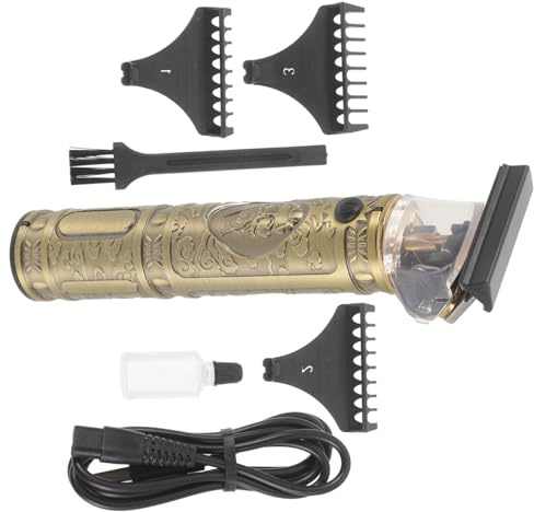 COLLBATH Cortapelos Carga USB Forma de Cabeza de Buda Dorado Eléctrico Material Metálico 1200mah, Cuatro Peines, Adecuado para Peluquería Profesional