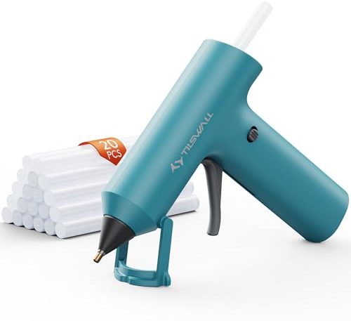 Cordless Hot Glue Gun with 20 Glue Sticks, 90s Fast Heating Mini Glue Gun with Smart Power-Off and Leak-Proof Nozzle, Type-C Rechargeable Adhesive Tool for DIY Crafts, Home Repairs and Decorations