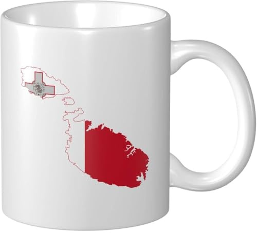 Tazza Da Caffè Flag Map Of Malta Latte Mug Donne Personalizzato Tazza Colazione, Per Fidanziati, Office, Merenda, 330ml