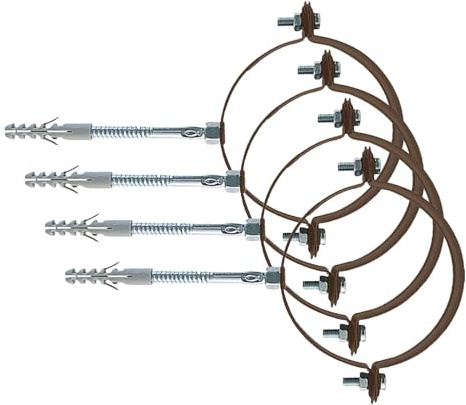 Fischer SCP 100 V Collare Fermatubi per Grondaie e Pluviali, Sezione Quadrata, Marrone, 100 mm (Confezione da 4)