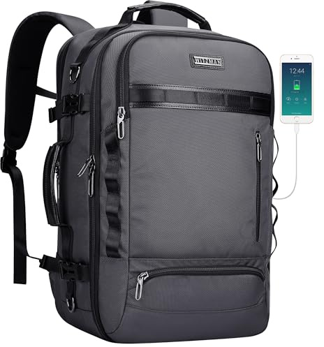 WITZMAN Travel Backpack for Men Laptop Backpack Fit 16 inch Carry-on Bag Airline Approved for Work Traveling(B746 Silvery Grey)