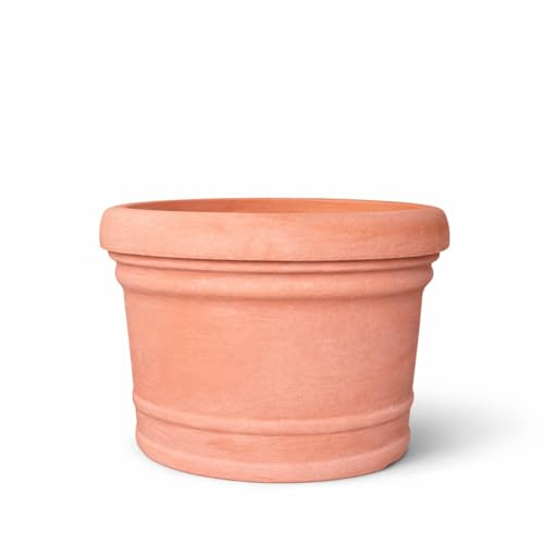 HEM Living runder Pflanzkübel Sorrento wetterfest Kunststoff Terracotta Pflanzgefäß Pflanzentopf (Ø50 cm x 37 cm Höhe)