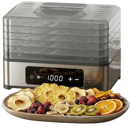 BLACK+DECKER - Deshidratador de Alimentos 400W, 5 Bandejas, Digital, 48h