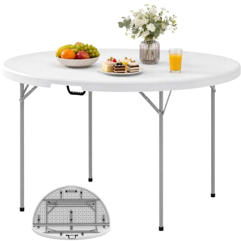 Outsunny Mesa Plegable Camping Portátil Ligera HDPE 120x120x74 cm Blanco