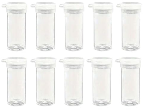FIMWOLZ Lot de 10 salières en plastique extra petites-Bouteilles à sel et à épices-Petit salière et poivrière-Mini distributeur d'épices portable avec couvercle pour boîte à sandwich en déplacement