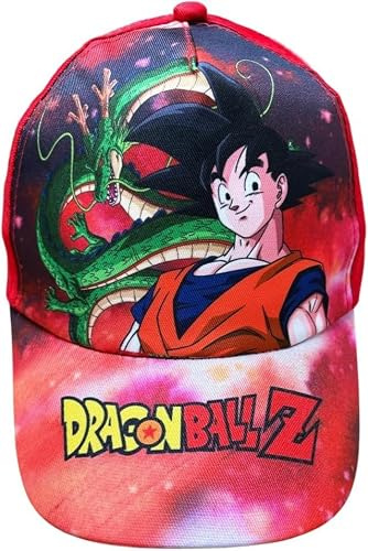 New Import Dragon Ball Z - Berretto per Bambini e Ragazzi, Motivo: Goku e Shenron, Regolabile, con Visiera Curva, Rosso, 54