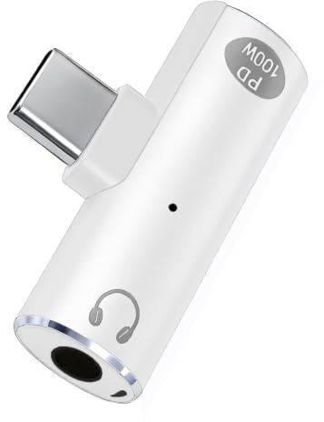 blicadijo Adapter USB C auf Klinke 3.5 mm- 2 in 1 Kopfhörer Audio und Laden | USBC 100W Schnelllade und 3,5mm Hifi Audio Jack Aux Adapter für Handy Headphones Laptops Smartphones mit Typ-C - Weiß