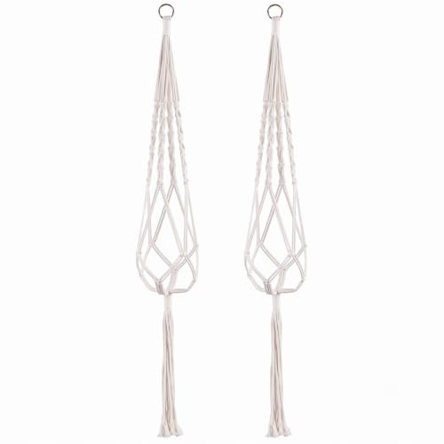 Yosugar 2 Stück Makramee Blumenampel 104cm für Boho Deko Outdoor | Hängeampel Innen Pflanzenhänger für 15-25cm Blumentopf Hängend, Hängeampel für Balkon Schlafzimmer