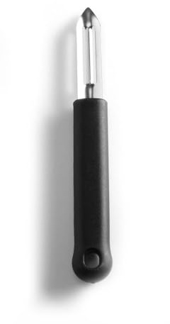 HENDI Kartoffelschäler, vertikale Klinge, für Obst und Gemüse, mit Aufhängeöse, Sparschäler, Pendelschäler, Gemüseschäler, Länge der Klinge: 65mm, 178x26(H)16mm, Edelstahl, Polypropylen, schwarz