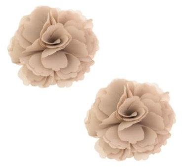 Douqu High Heel Chiffon Ribbon Rose Flower Fashion Sandals Shoe Clips Charms Decoration Pair (Sand Color)