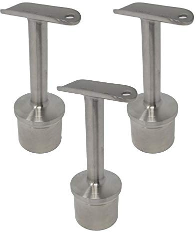 SOTOOLS 3 x Handlaufstütze, Edelstahl, 42,4 mm, für Rundpfosten | Halterung für Handläufe, mit Halteplatte, Steckfitting.