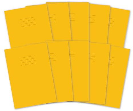Hamelin A4 Exercise Books, 48 Pages, Yellow, Pack of 10 for School, 8 mm Ruled and Margin