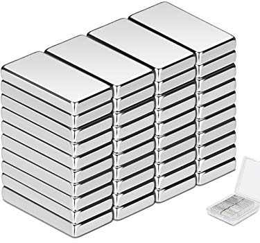 Magneter med sällsynta jordartsmetaller, neodymmagneter, starka fyrkantiga stångmagneter för kylskåp, hantverk eller gör-det-själv (20 x 10 x 3 mm), 40 st