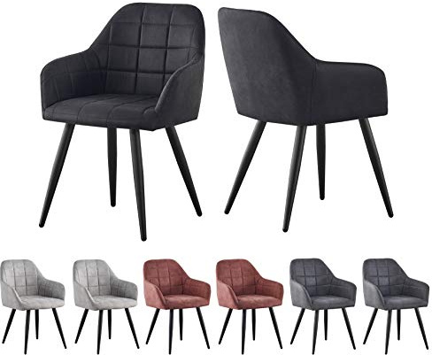 mcc direct 2x Faux Matte Suede Leather Dining Chairs Accent Chairs home & restaurants Adrian (Black)