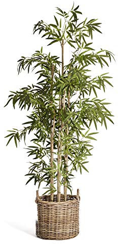 4Ever Green Künstliche Große Grüne Bambus Bambuspflanze Bamboo Baum Dekobambus Kunstpflanze Kunstblume Kunstbaum Zimmerpflanze im Plastik Topf, 190 cm Hoch