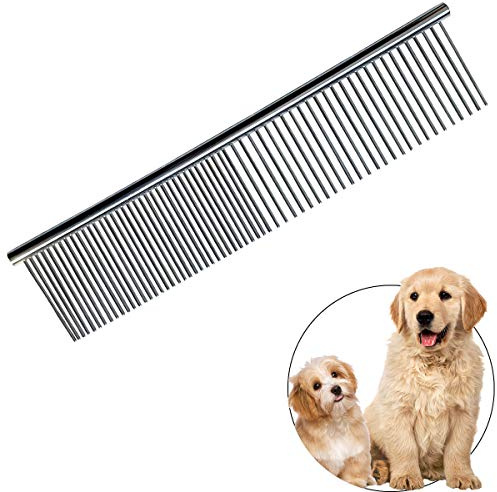 Stainless Steel Pet Grooming Comb with Rounded Ends - Professional Tool for Long and Short-Haired Dogs, Cats and Greyhounds