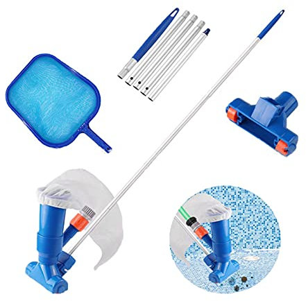 Pool Vacuum Cleaner Swimmer Pool Skimmer Set Kit for Swimming Pool Pond Fountain Cleaning, Leaves, Dirt and Sand & Silt