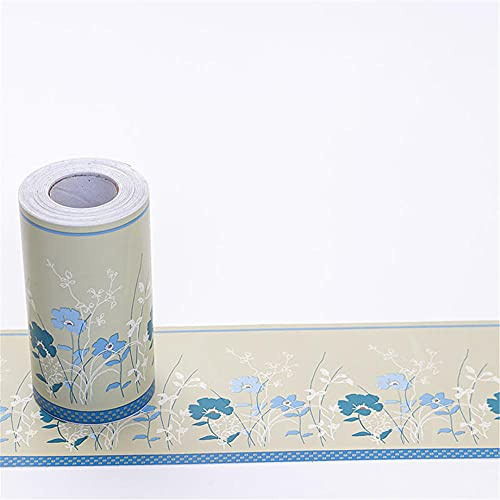 Dostear TapetenbordüRe Selbstklebende BordüRe Wand Wohnzimmer Tapeten Fliesenaufkleber Bad Dekoband Selbstklebend Blaue Blumen 10 X 1000CM