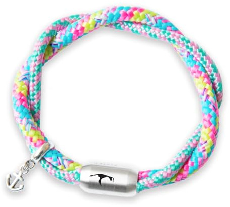 Paris Montana Das Original Anker-Boho Segeltau-Armband, Zweireihig Geflochten, Unisex, Gravur, Anhänger, Magnetverschluss, Durchmesser 8mm Ø (24.0 Zentimeter)