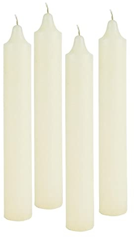 4er Pack Rustikale Stabkerzen H:25 cm Ø:3,8 cm diverse Farben Brenndauer 22 Stunden Kerze Advent Weihnachten Deko, Farbe:Creme