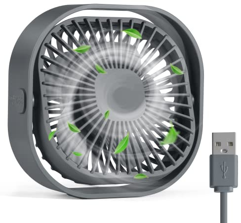 RJVW Ventilador de escritorio USB pequeño, ventilador de mesa portátil de 3 velocidades, ventilador personal mínimo de 4 pulgadas, pequeño ventilador de refrigeración por enchufe USB, ventilador de