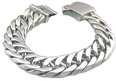 Daesar Armband Edelstahl Herren 22CM, 19MM Panzerarmband mit Steckschließe Amband Silber Charms Freundschaftsarmband