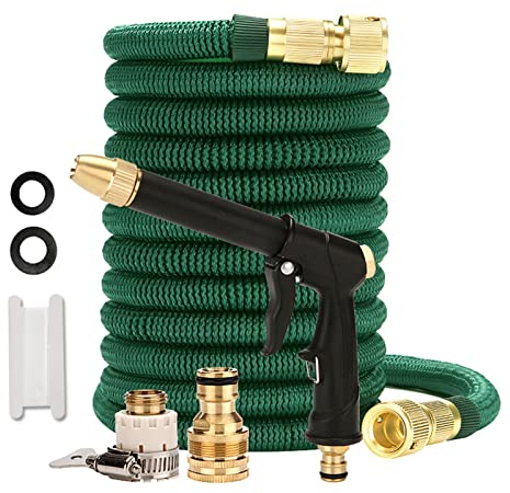 Mangueras de Jardín Expandibles 15m, RoseFlower Liviana Flexible Manguera de Agua con Rociado,1/2'' y 3/4'' Conectores de Macizo - Manguera de Riego para Lavado de Coche, Jardín, Lavar la Mascota