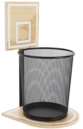 Houseables Basketball Hoop Trash Can, 19”x10”, Brown Wood Basketball Hoop Basket