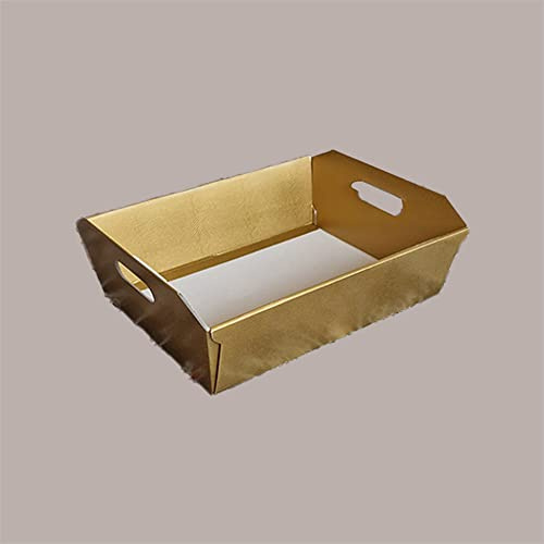 Lucgel Cesto Vassoio Rettangolare in Carta Skin Oro Grafica Effetto Pelle Formato Medio 350x260H70mm - 10 pezzi -