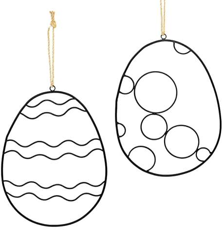 2X Dekohänger Ei | Silhouette | Metall Fensterdeko Hänger | Osterei | schwarz | 30 cm | Ostern Frühling