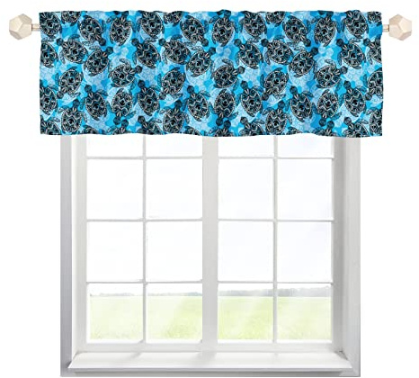 One Lover Ozean Meer Schildkröte Scheibengardine Bistrogardine mit Stangendurchzug Kurz Stores Schals Modern Küchegardine für Küche Wohnzimmer Landhaus Multicolor 137x45cm,1 Stück