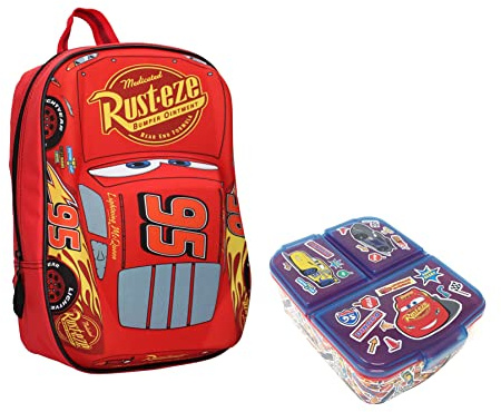 Theonoi Set Cars Lightning McQueen - Mochila escolar con efecto 3D, mochila escolar, bolsa escolar, mochila deportiva, guardería, mochila ligera para niños pequeños, Kindergarten