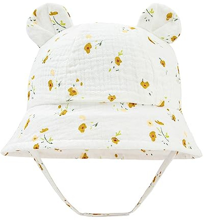 LIUPUUDLY Baby Sonnenhut UV-Schutz Super Süßer Baumwolle Baby Jungen Mädchen Strandhut Fischerhut Sommerhut mit Ohren (G)