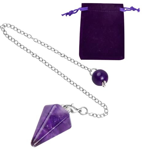 Tibapla Améthyste Pendule, Pendule en Cristal, Pendule en Pierre d'Améthyste, Pendule en Cristal de Guérison d'Améthyste, Pendule Pendentif Chakra Reiki, Améthyste Pendule pour la Radiesthésie