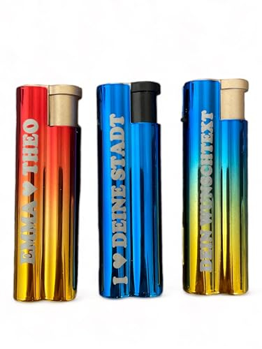 Vienberg Lot de 2 briquets tempête à jet avec gravure au laser, métal, personnalisable, texte au choix, idée cadeau, activités de plein air