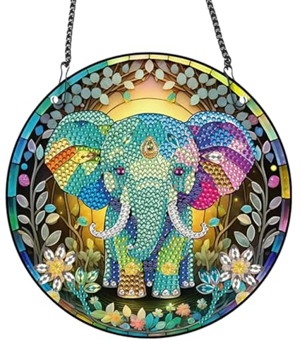 Demiawaking 5D DIY Diamond Painting Girlande Kranz, Diamant Painting Anhänger Kits mit Kette, Diamant Malerei Türkranz Tür Fenster Deko (A)
