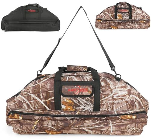 Bogenschießen Compound Bogen Tasche Verstellbarer Schultergurt Bogen Tasche Mehrere Taschen Soft Bow Case für die Jagd im Freien Zielschießen (Camouflage, Länge 45.3 inch)