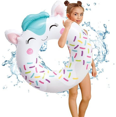 POPOYU Pool Inflatables Pool Floats,Inflatable Swimming Rings for Adults Kids,Pool Tubes Swimming Pool Toys Rubber Ring for Swimming Pool Beach Party Decorations,Kids Summer Gifts(84cm Unicorn)