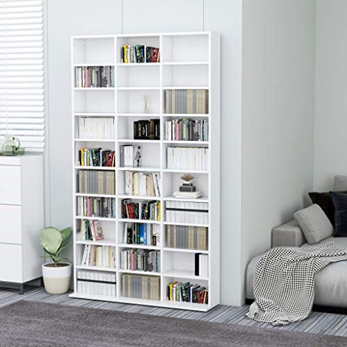 Bulliing CD-Schrank Weiß 102x16x177,5 cm Holzwerkstoff CD StäNder DVD Regal Wand CD Schrank