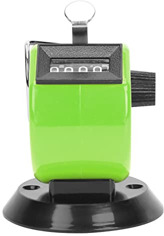 Agatige Handzähler, 4-stelliges ABS-Kunststoffgehäuse, mechanisches Handzählgerät mit Hakenbasis, Clicker-Zähler zum Zählen, Stricken, Coaching, Schoß, Angeln (Grün)
