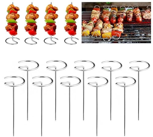 Stainless Steel Skewers for Air Fryer and Oven, 10CM Standing Small Metal Kebab Sticks (10Pcs Round)