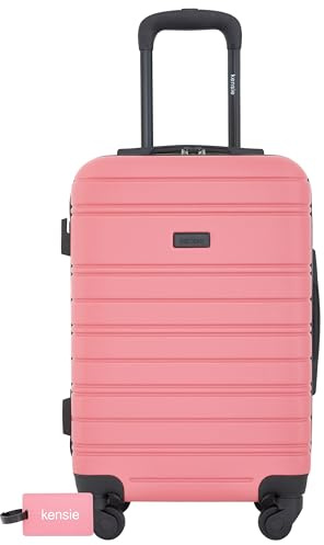 kensie 22 Peonies Hardside Carry-On Luggage with ID Tag, Flowering Ginger
