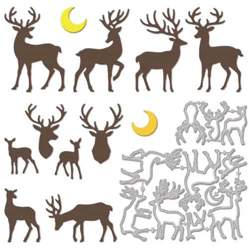 GLOBLELAND Metall Stanzschablone Hirsch Motiv Präzise Stanzformen für Basteln Scrapbooking Kartengestaltung