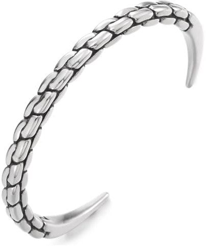 COOLSTEELANDBEYOND Acier Chaîne Maillons Manchette Bracelet pour Hommes Femme - Ouvert Bracelet - Éffilé En Forme de Friffe Extrémités