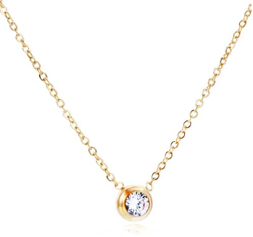 Aotiwe Halskette Damen Modeschmuck, Vergoldete Kette Damen Rund mit Zirkonia Gold Halskette Damen Aesthetic Edelstahl 45cm