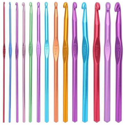 14 Pcs Aluminium Crochet Hook Set with Storage Pouch Crochet Hooks 2mm to 10mm for Beginners and Advanced Crafters